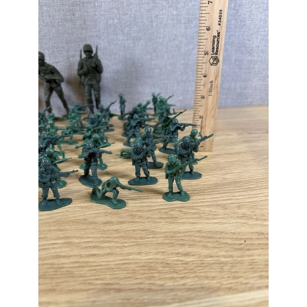 Vintage Plastic Green Army Men Lot - 3 Jumbo 6